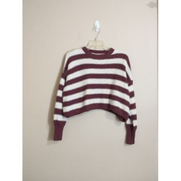 Billabong Sweaters - Billabong Womens Til Sunset Crop Sweater Size Small Red White Oversized Striped